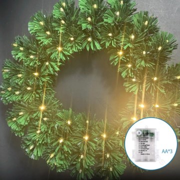 Aigostar - Coroană de Crăciun LED pentru exterior, 72 LED, alimentare 3x AA, Ø 50 cm, IP44, alb cald