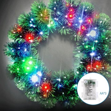 Aigostar - Coronă de Crăciun LED RGBY pentru exterior, 72 LED-uri, alimentare 3x AA, Ø 50 cm, IP44