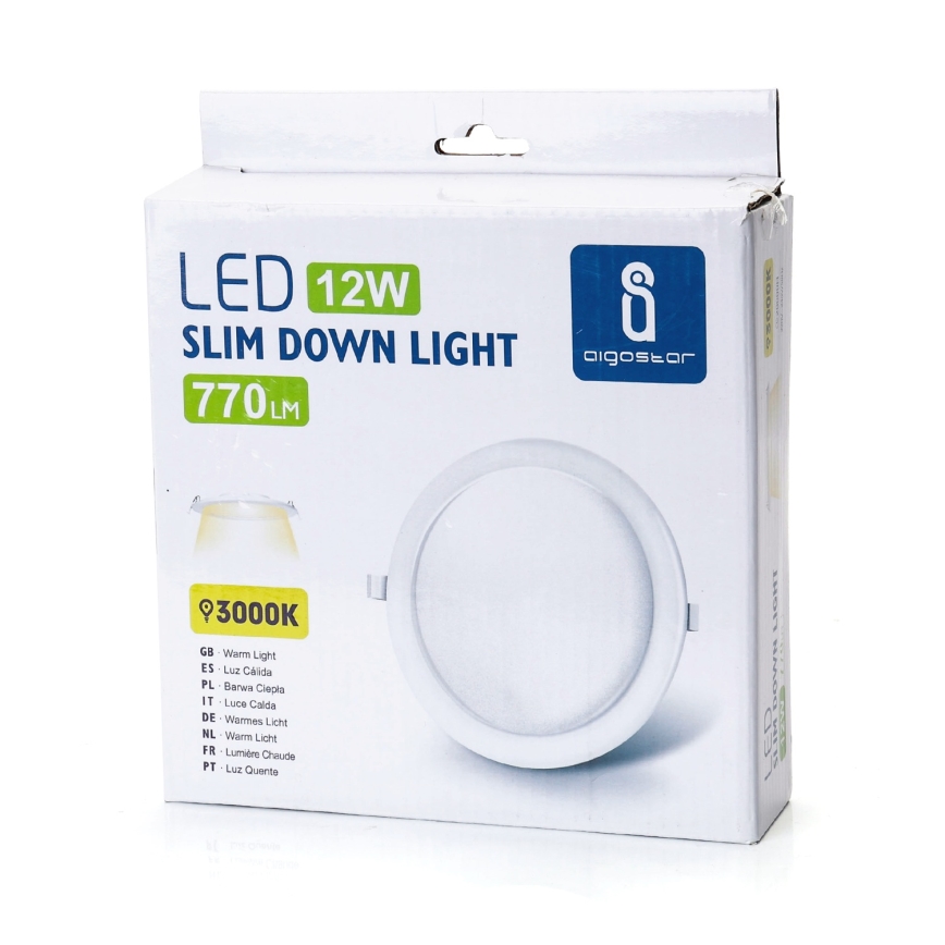 Aigostar - Corp de iluminat încastrat LED/12W/230V 3000K Ø 17 cm alb