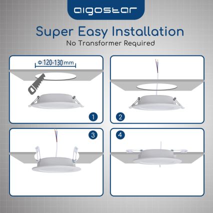 Aigostar - Corp de iluminat LED încastrat pentru baie LED/15W/230V 4000K IP44 Ø 14,5 cm alb