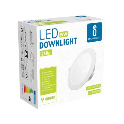 Aigostar - Corp de iluminat LED încastrat pentru baie LED/15W/230V 4000K IP44 Ø 14,5 cm alb