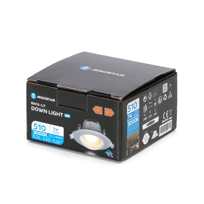 Aigostar - Corp de iluminat încastrat LED/7W/230V 3000K diam. 8,5 cm alb cald