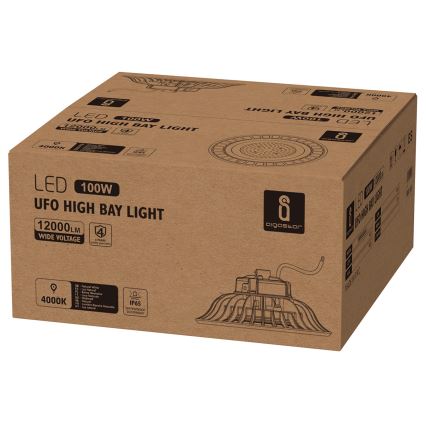 Aigostar - Corp de iluminat industrial LED UFO Highbay, 100W, 230V, 4000K, IP65