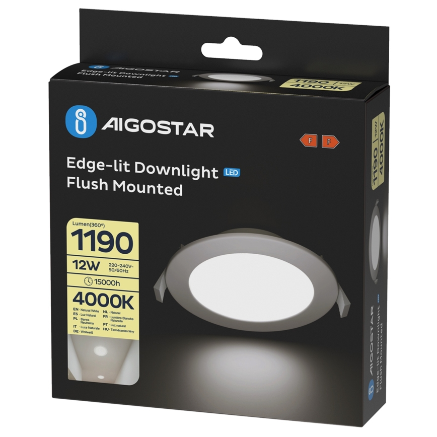 Aigostar - Corp de iluminat LED încastrat/12W/230V 4000K Ø 17 cm, alb