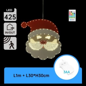 Aigostar - Decorațiune festivă LED Moș Crăciun, 425 LED, alimentare 3x AA, IP44, cu telecomandă, 30 cm