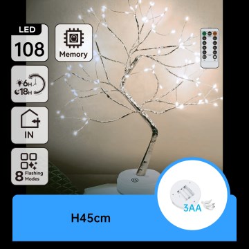 Aigostar - Decorațiune LED de Crăciun, 108 LED/3xAA/8 funcții, 45 cm, alb rece