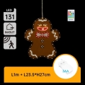 Aigostar - Decorațiune LED de Crăciun 131xLED/3xAA IP44 + telecomandă turtă dulce 27 cm