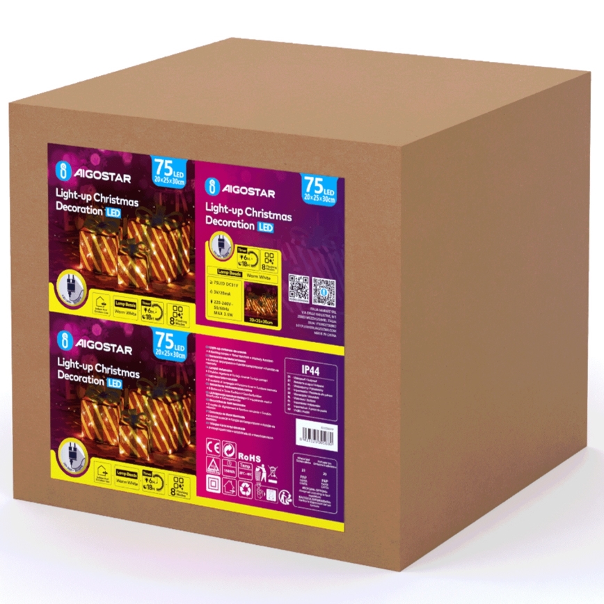 Aigostar- Decorațiune LED de Crăciun pentru exterior 3,6W/31/230V 2700K 20/25/30cm IP44 cadouri