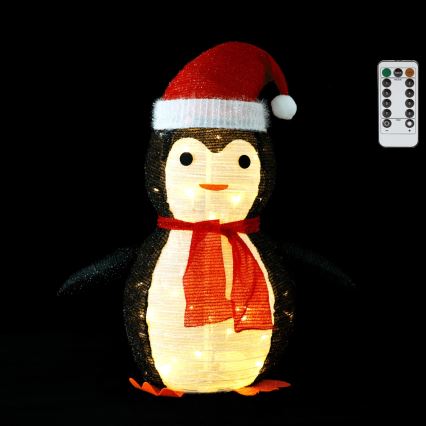 Aigostar - Decorațiune LED de Crăciun pentru exterior, pinguin, 50x LED, 3x AA, 0,7 m, IP44, cu telecomandă