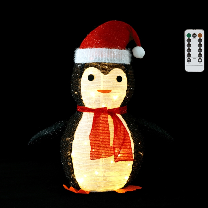 Aigostar - Decorațiune LED de Crăciun pentru exterior, pinguin, 50x LED, 3x AA, 0,7 m, IP44, cu telecomandă