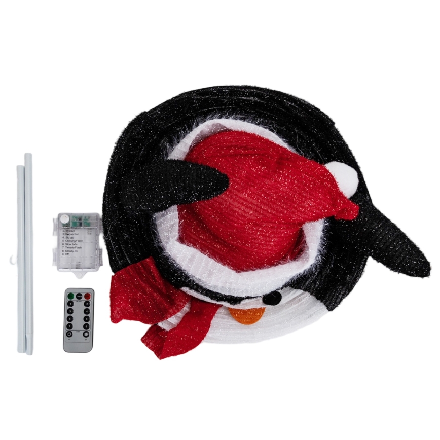 Aigostar - Decorațiune LED de Crăciun pentru exterior, pinguin, 50x LED, 3x AA, 0,7 m, IP44, cu telecomandă