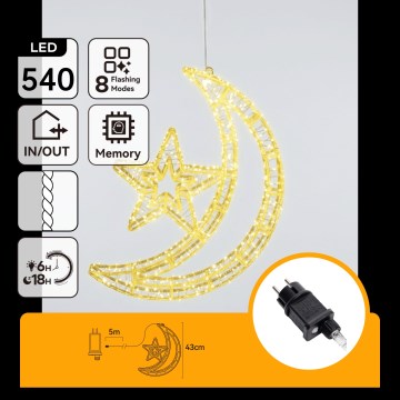 Aigostar - Decorațiune LED de Crăciun pentru exterior 540xLED/6W/230V 43 cm IP44 alb cald semilună