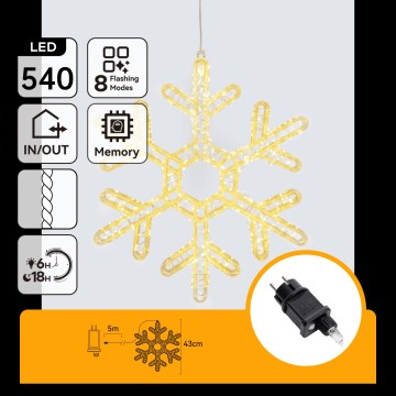 Aigostar - Decorațiune LED de Crăciun pentru exterior 540xLED/6W/230V 43 cm IP44 fulg de zăpadă alb cald