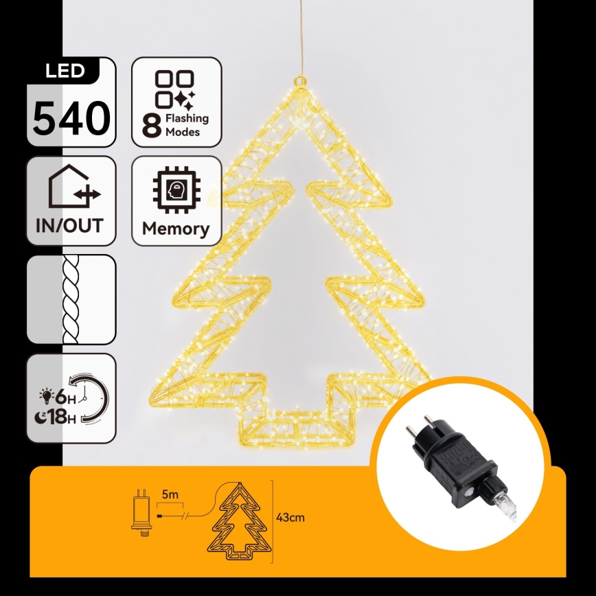 Aigostar - decorațiune LED de Crăciun pentru exterior 540xLED/6W/230V IP44 alb cald 45cm brăduț