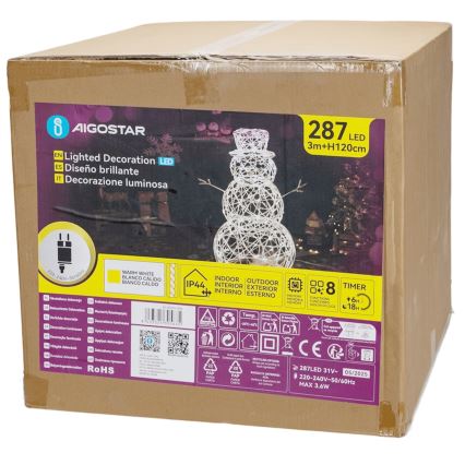 Aigostar - Decorațiune LED de Crăciun pentru exterior 3,6W/31/230V 2700K 120 cm IP44 Om de zăpadă