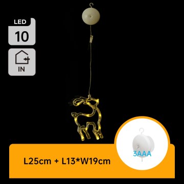 Aigostar - Decorațiune LED de Crăciun, ren, 10xLED/3xAAA, 19 cm