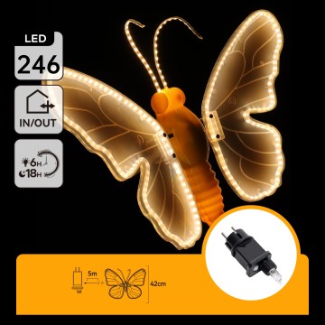 Aigostar - Decorațiune LED de exterior 246xLED/9W/230V 42 cm IP44 fluture/multicolor