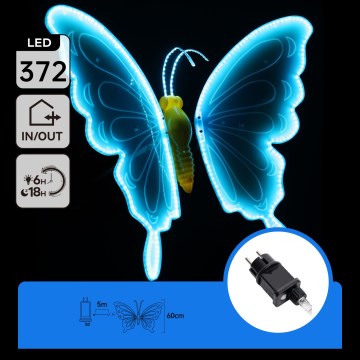 Aigostar - Decorațiune LED pentru exterior 372xLED 60 cm IP44 fluture/albastru