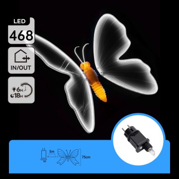 Aigostar - Decorațiune LED pentru exterior 468xLED/18W/230V 75 cm IP44 fluture/alb rece
