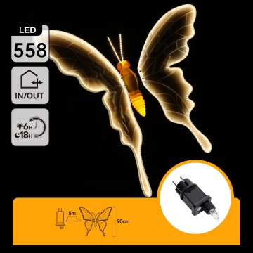 Aigostar - decorațiune LED pentru exterior 558xLED 90 cm IP44 fluture/alb cald