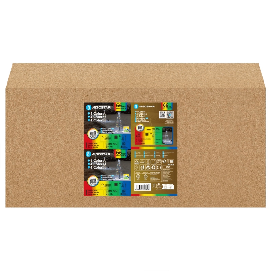 Aigostar - LED decorațiune solară de Crăciun LED/0,59W/3,7V 100 cm IP65 130 mAh multicoloră