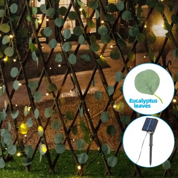 Aigostar - Decorațiune solară LED 148xLED/2x1,2m IP65 300 mAh alb cald eucalipt