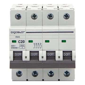 Aigostar - Disjunctor 4 poli 4P-20A-C 400V