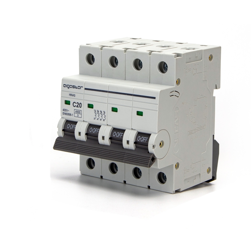 Aigostar - Disjunctor 4 poli 4P-20A-C 400V