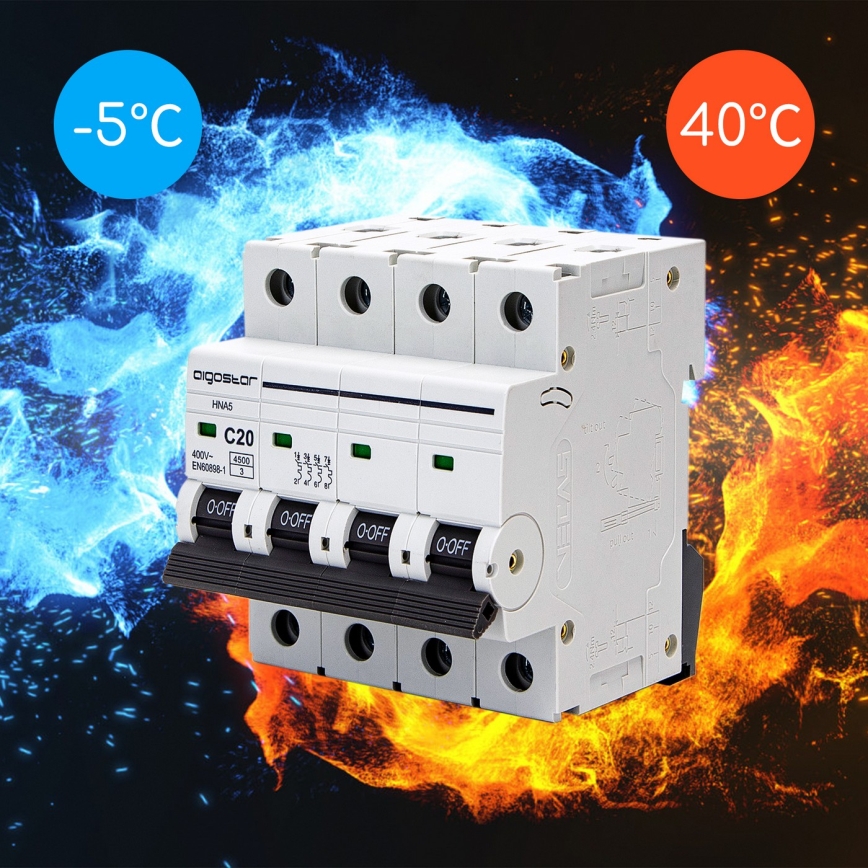 Aigostar - Disjunctor 4 poli 4P-20A-C 400V