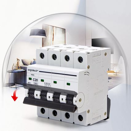 Aigostar - Disjunctor 4 poli 4P-20A-C 400V