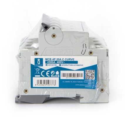 Aigostar - Disjunctor 4 poli 4P-20A-C 400V