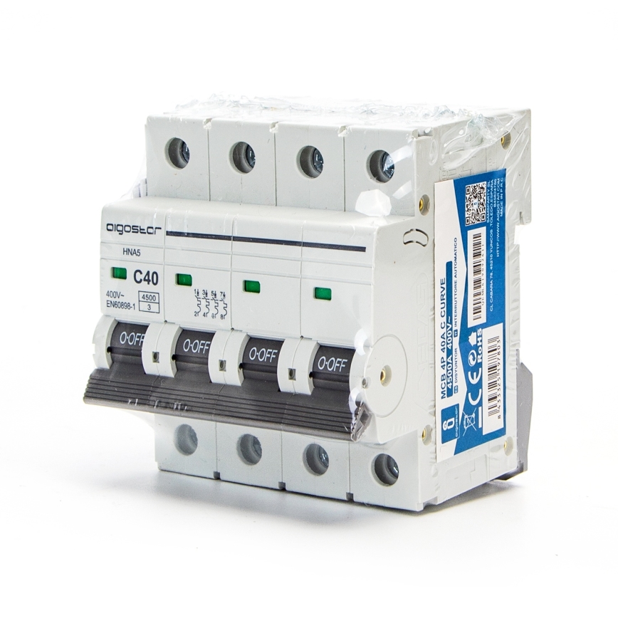 Aigostar - Disjunctor 4 poli 4P-40A-C 400V