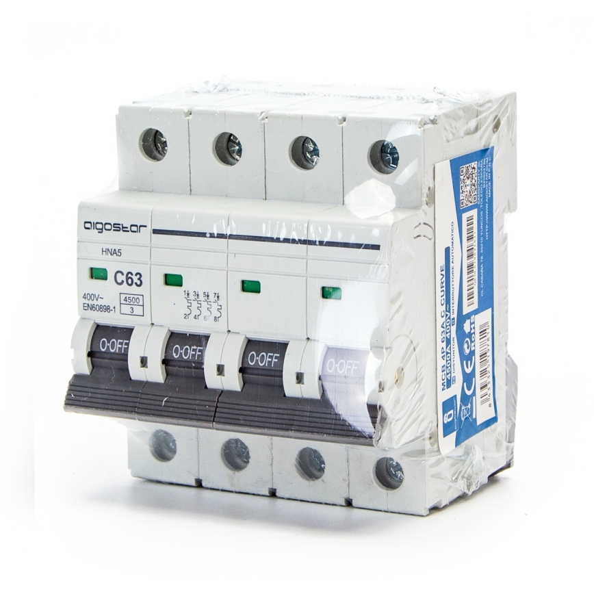 Aigostar - Disjunctor 4 poli 4P-63A-C 400V