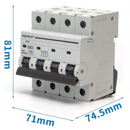 Aigostar - Disjunctor 4 poli 4P-63A-C 400V