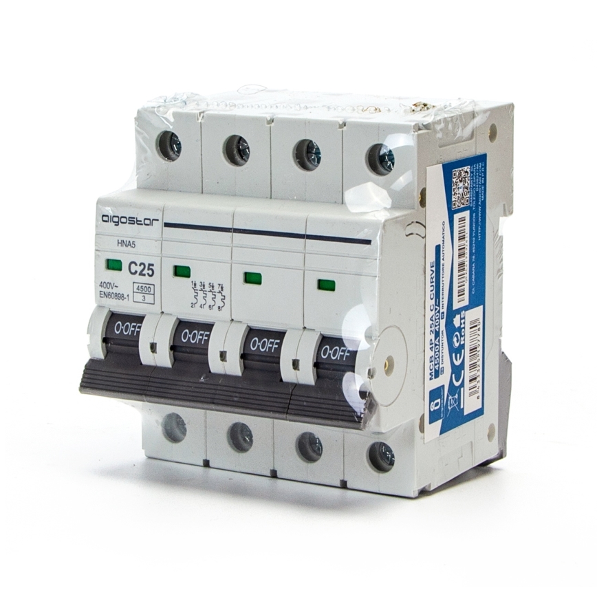 Aigostar - Disjunctor automat 4 poli, 25 A, curba C, 400 V