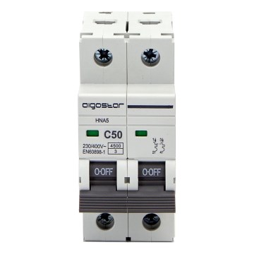 Aigostar - Disjunctor bipolar 2P-50A-C 230-400V
