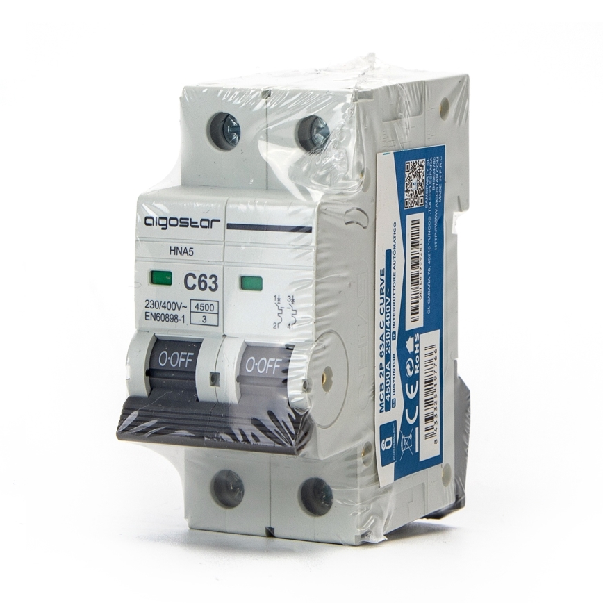 Aigostar - Disjunctor bipolar 2P-50A-C 230-400V