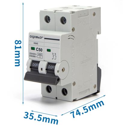 Aigostar - Disjunctor bipolar 2P-50A-C 230-400V