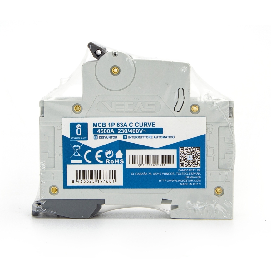 Aigostar - Disjunctor monofazat 1P-63A-C 230-400V