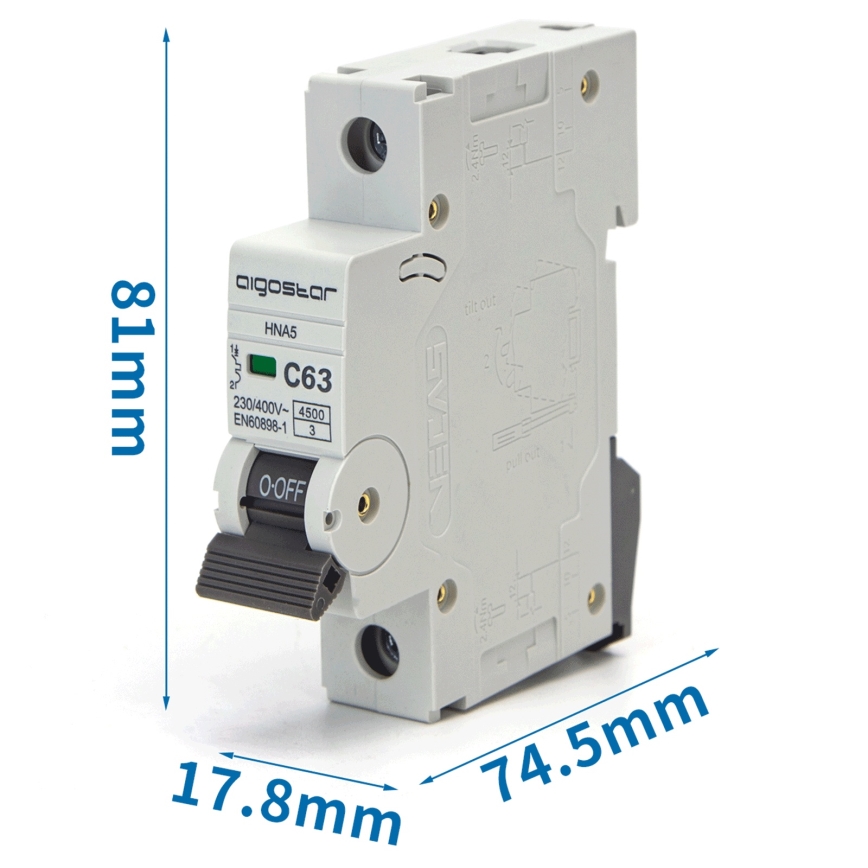 Aigostar - Disjunctor monofazat 1P-63A-C 230-400V