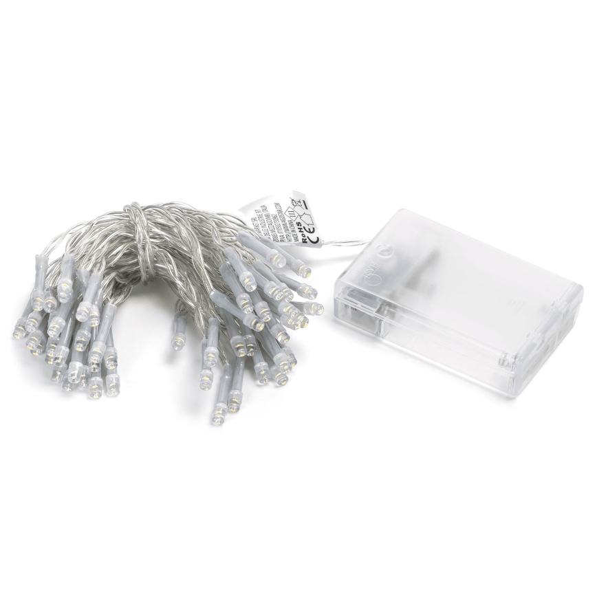 Aigostar - Ghirlandă de Crăciun LED 50xLED/3xAA 5,3m alb cald