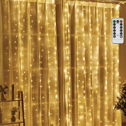 Aigostar - Ghirlandă LED de Crăciun reglabilă 300 LED/8 funcții USB 6 x 3 m alb cald + telecomandă