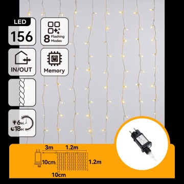Aigostar - Ghirlandă de Crăciun LED pentru exterior 156xLED/8 funcții 4,2x1,2m IP44 alb cald