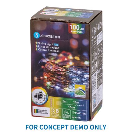 Aigostar - Ghirlandă de Crăciun LED pentru exterior, 900 LED, 8 funcții, 6 m, IP44, multicoloră