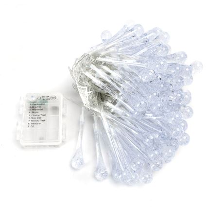 Aigostar - Ghirlandă LED de exterior pentru Crăciun, 100 LED-uri, 8 funcții, alimentare 3x AA, 10 m, IP44, picături multicolore