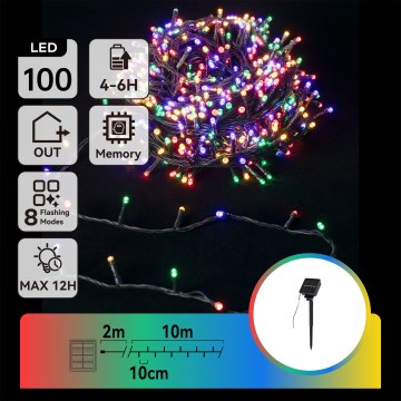 Aigostar - Ghirlandă de Crăciun solară cu LED 100 LED/8 funcții 12 m IP65 multicoloră 800 mAh