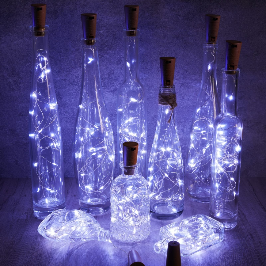 Aigostar - Ghirlandă decorativă cu LED și dop pentru sticlă 20xLED/3xLR44 2m alb rece