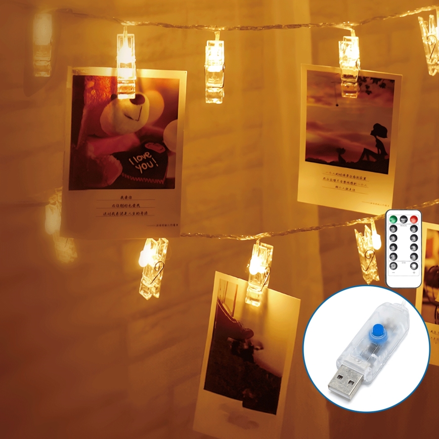 Aigostar - Ghirlandă decorativă LED, 40 LED, 5W, USB, 9 m, alb cald