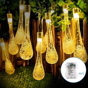 Aigostar - ghirlandă decorativă LED pentru exterior 50xLED/8 funcții 3xAA 5,3m IP44 alb cald