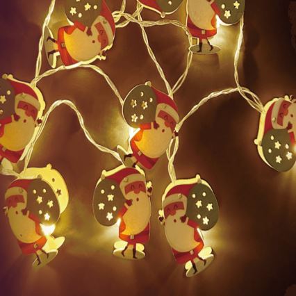 Aigostar - Ghirlandă LED 10 LED-uri/3xAA, 1,5 m, alb cald, Moș Crăciun